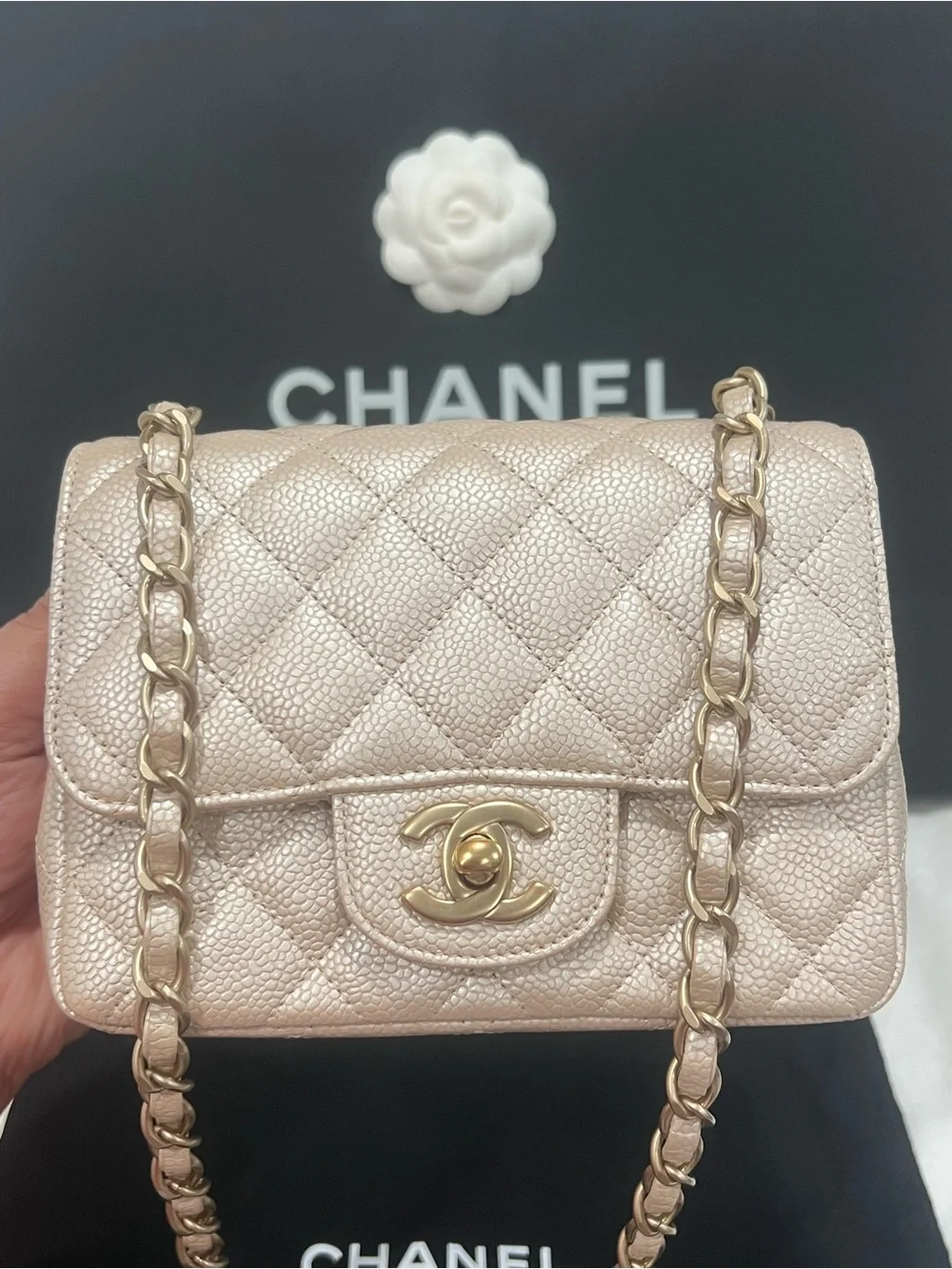 Rare🔥Chanel Classic Caviar Square Flap Bag GHW